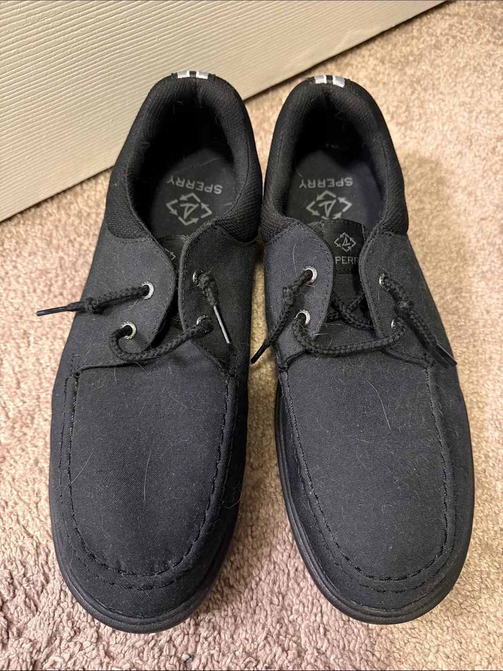 Sperry Men's Black Canvas Lace-Up Boat Shoes